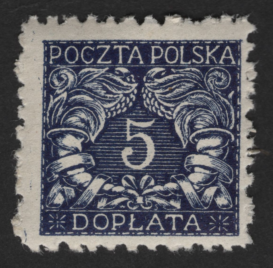 SCG12638 - Poland 5 Groszy “Dopłata” Postage Due Stamp – Ornamental Design