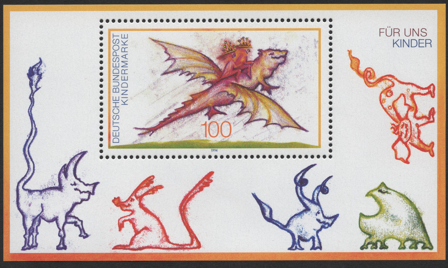 SCG159 Germany 1994 Children's Stamp – Dragon Rider Souvenir Sheet Or Miniature Sheet