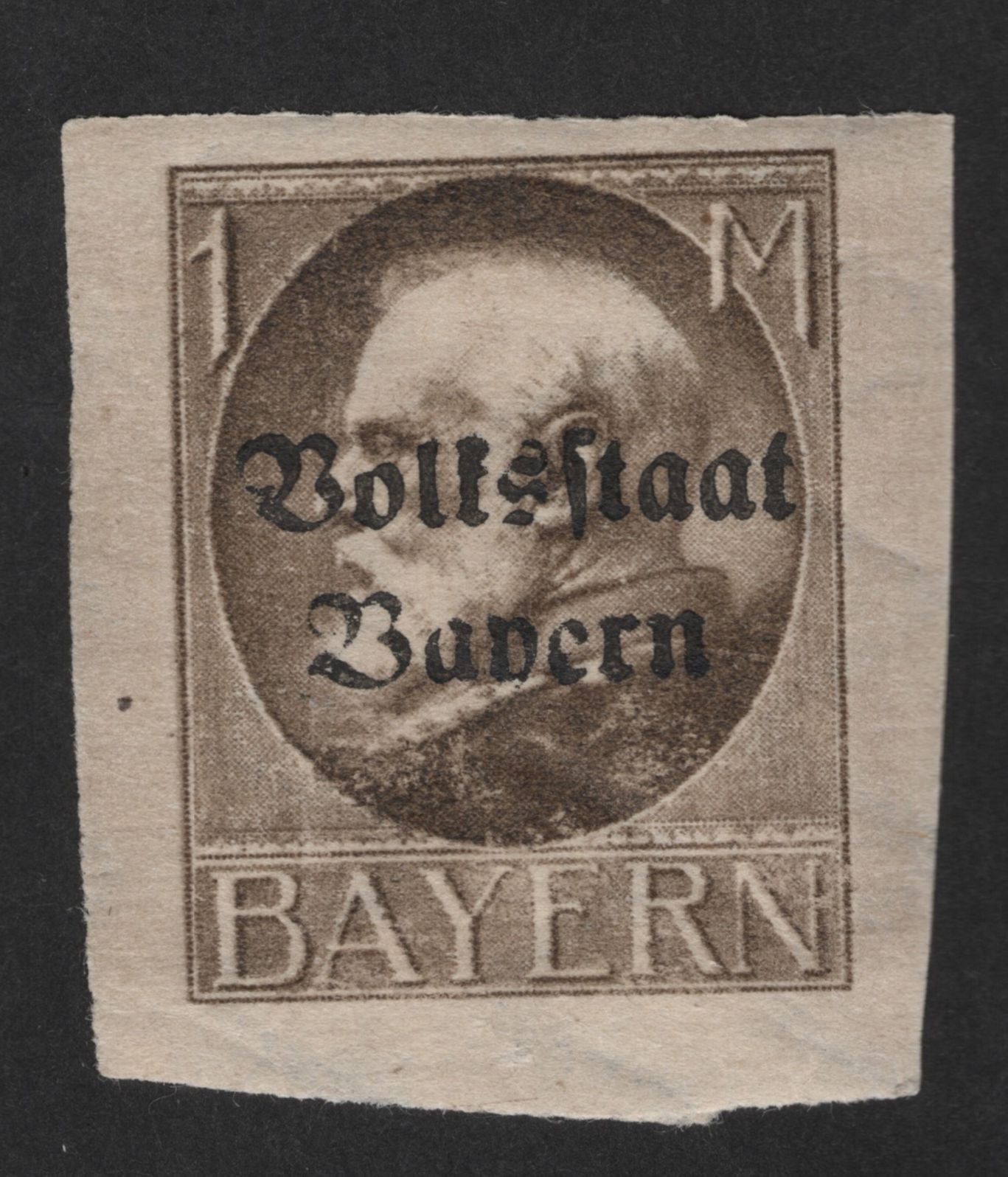 SCG12627 - Bavaria 1 Mark “Volksstaat Bayern” Revolutionary Overprint Stamp