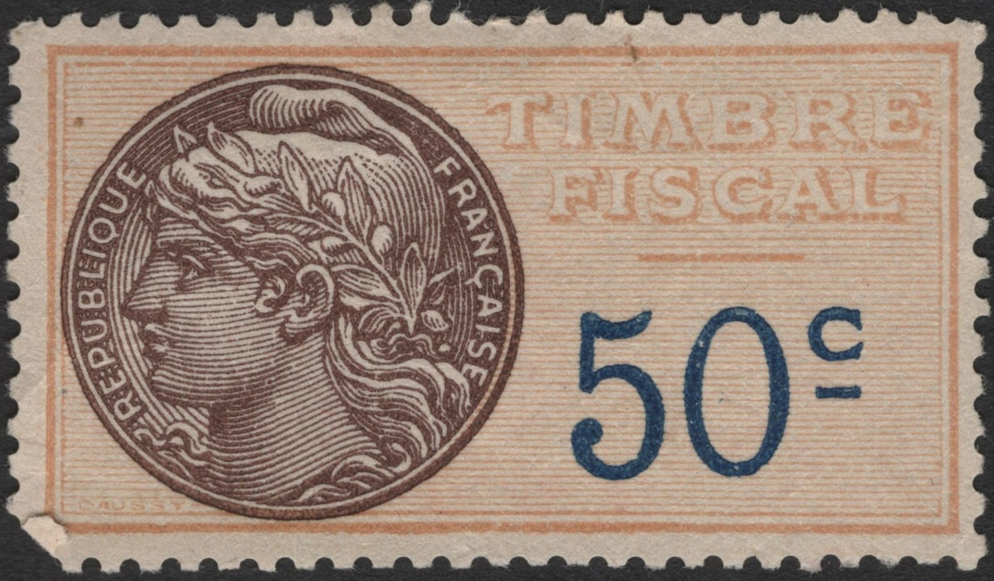 SCG2372 -  France Timbre Fiscal 50c Marianne Fiscal Stamp