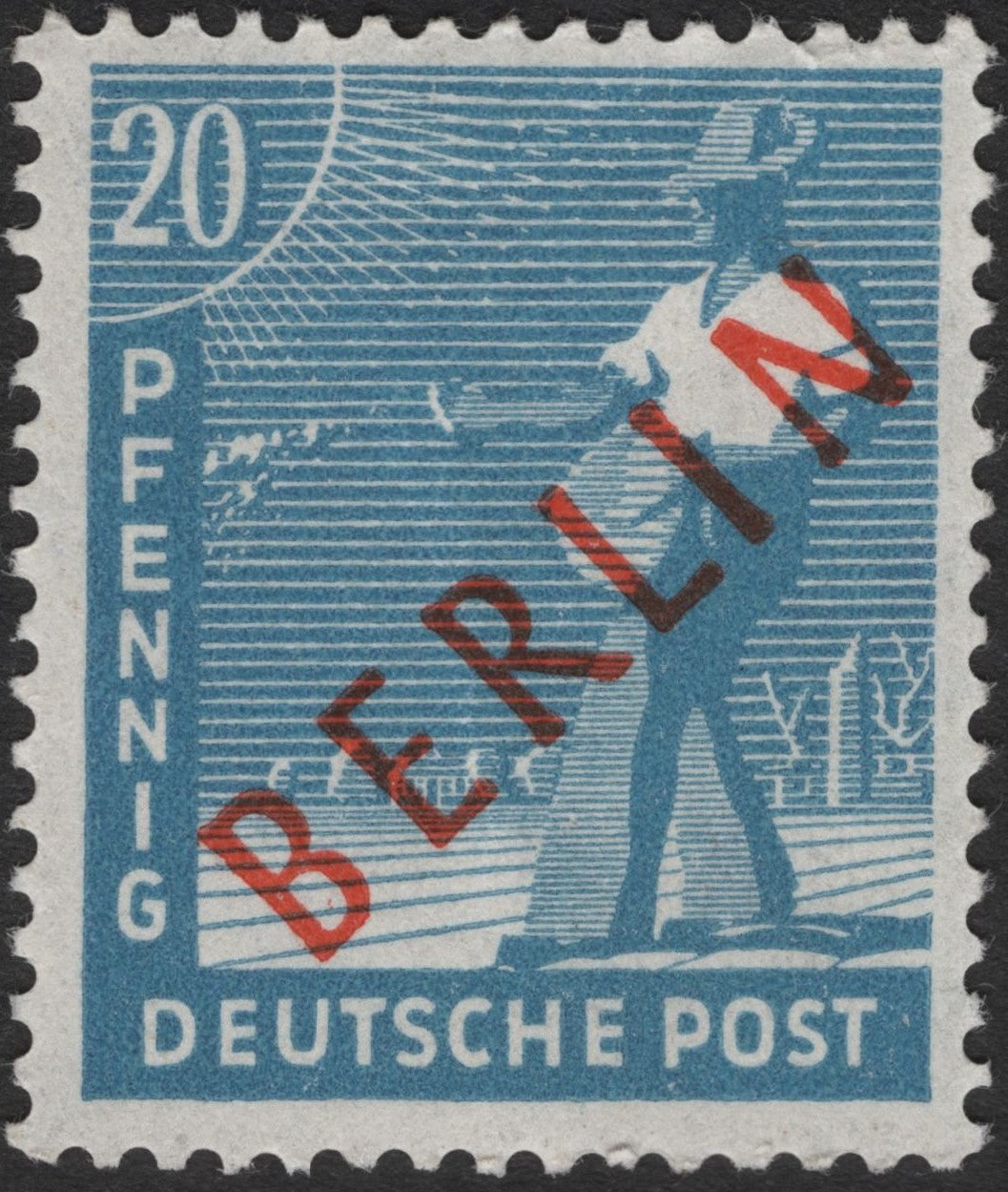 SCG2373 - Germany 1948 Berlin Overprint – 20 Pfennig Worker Stamp