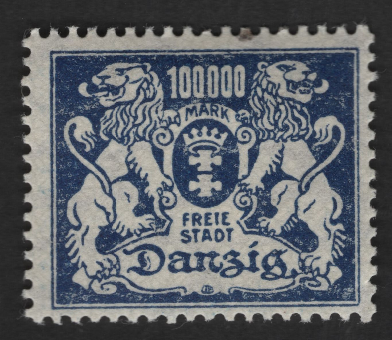 SCG12620 - Free City of Danzig 100,000 Mark Hyperinflation Stamp (1923)