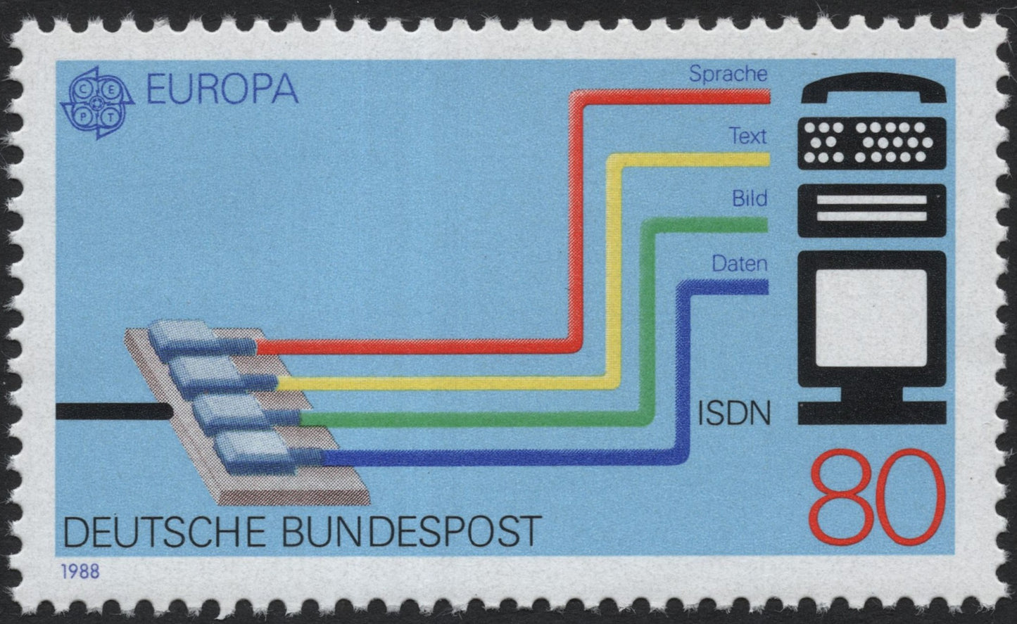 SCG7593 - Germany (Deutsche Bundespost) – 1988 CEPT Europa "ISDN Communication"