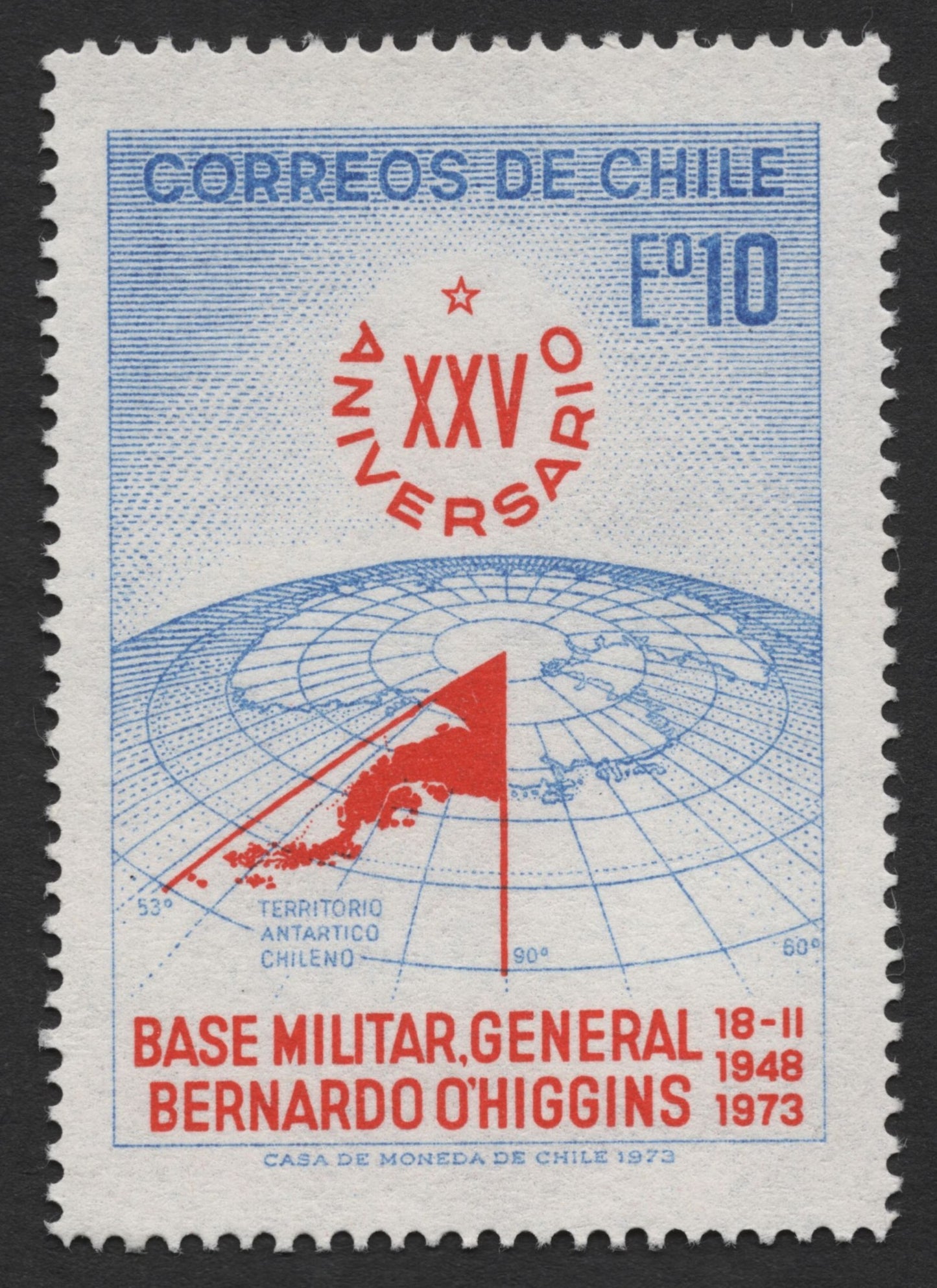 SCG369 - Chile 1973 Bernardo O’Higgins Antarctic Base 25th Anniversary Stamp