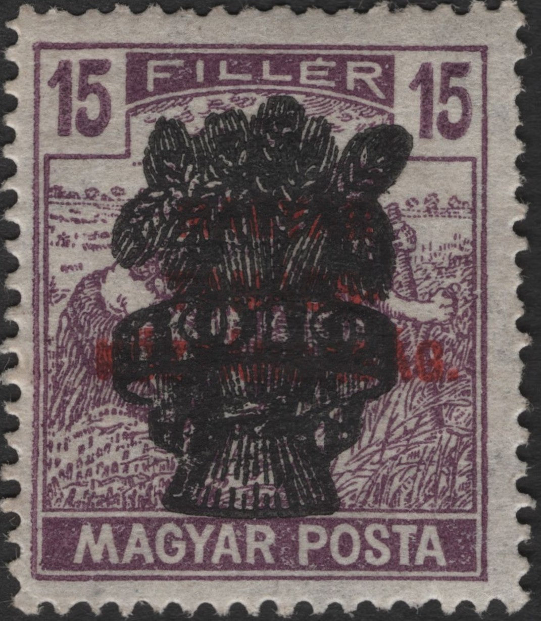 SCG2368 - Hungary 1919 "Köztársaság" Overprint Set – Harvest Wreath Series