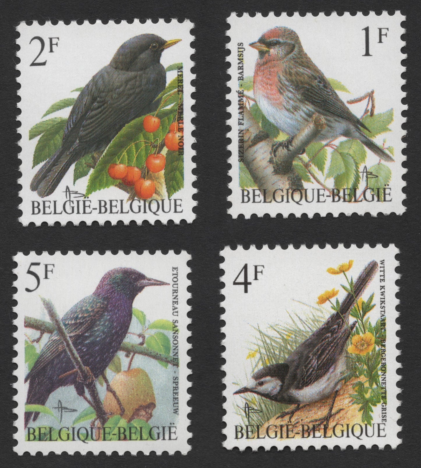 SCG350 - Belgium Songbirds Series – Complete Set (1F to 5F Denominations) (MNH)