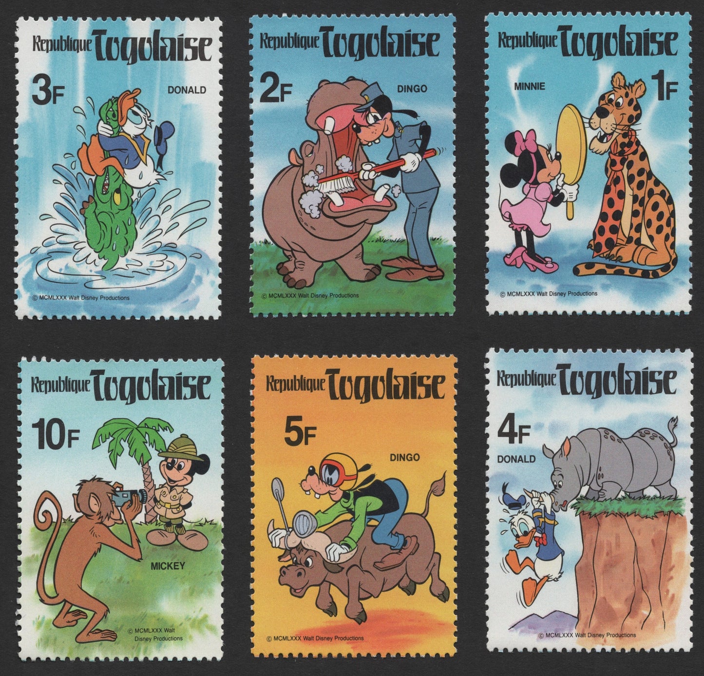 SCG298 - Togo 1980 – Disney Characters on Safari Stamp Set (6v)