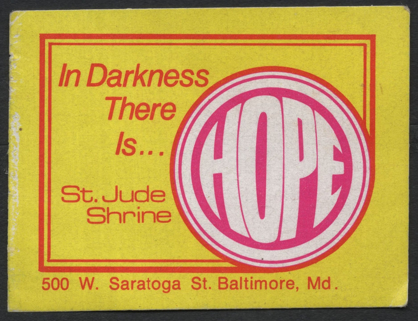 SCG7704 - St. Jude Shrine “In Darkness There Is Hope” Religious Label — Baltimore, Maryland