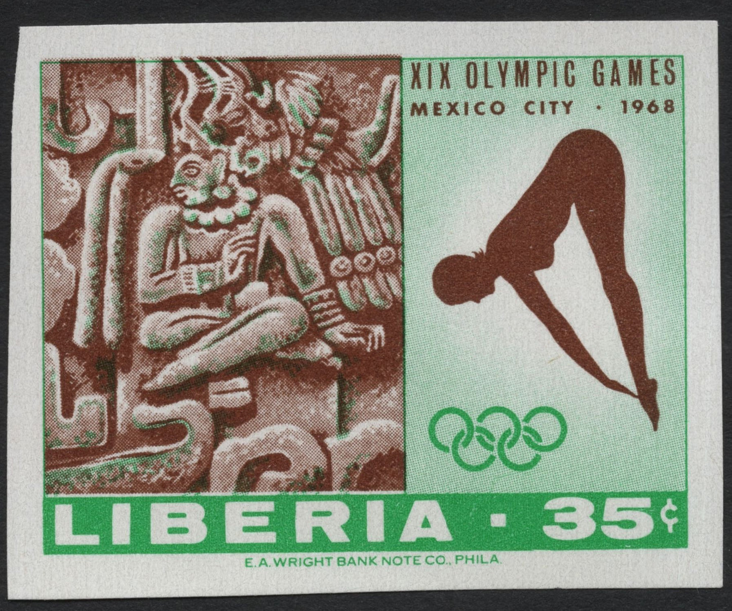 SCG7690 - Liberia 1968 – XIX Olympic Games, Mexico City (Diving and Mayan Relief)