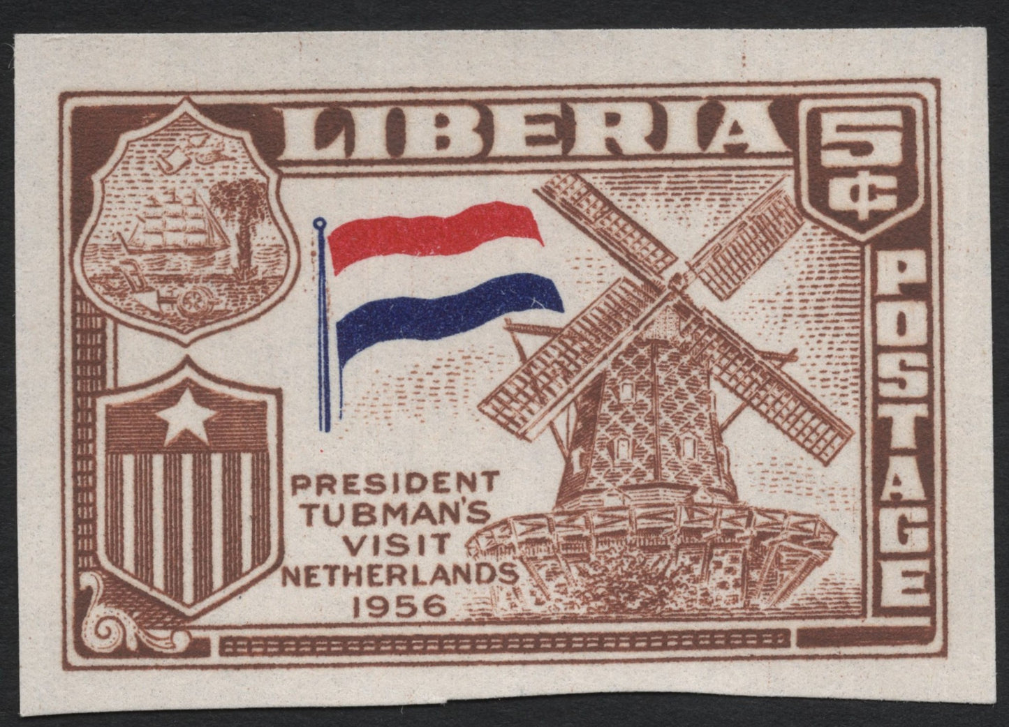 SCG7691 - Liberia 1956 – President Tubman’s Visit to the Netherlands (Windmill Issue)