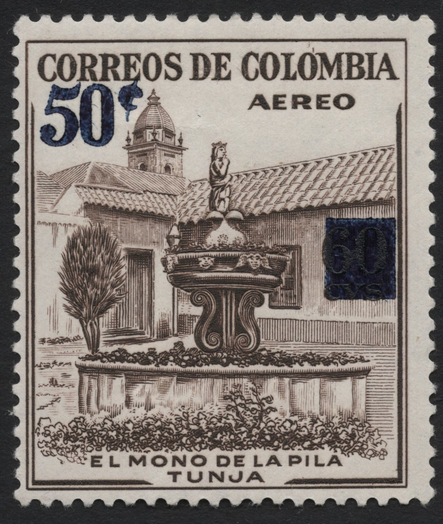 SCG7692 - Colombia 1950s Airmail Overprint – El Mono de la Pila, Tunja