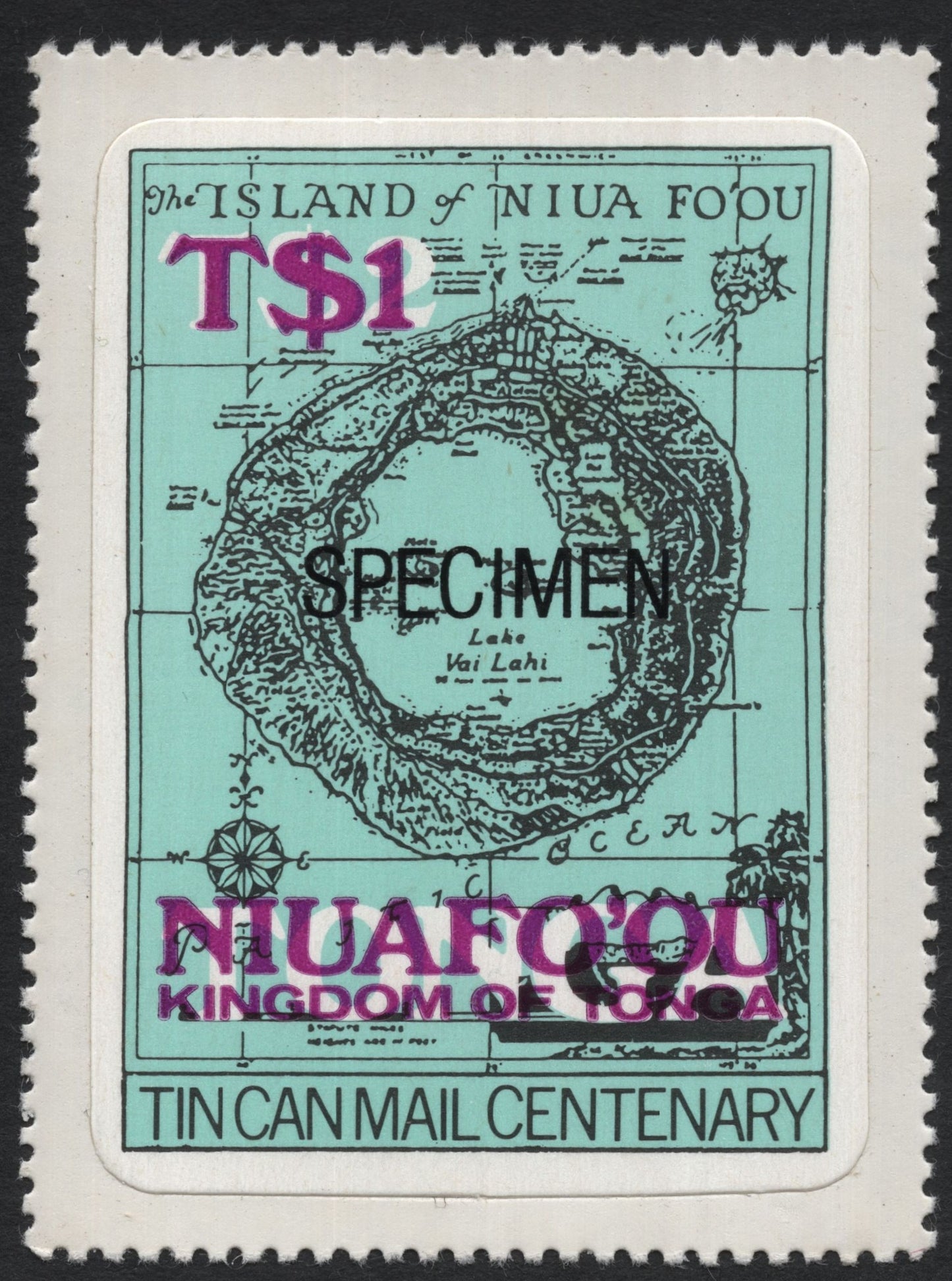 SCG7599 - Niuafoʻou $1 “Tin Can Mail Centenary” Specimen – Kingdom of Tonga