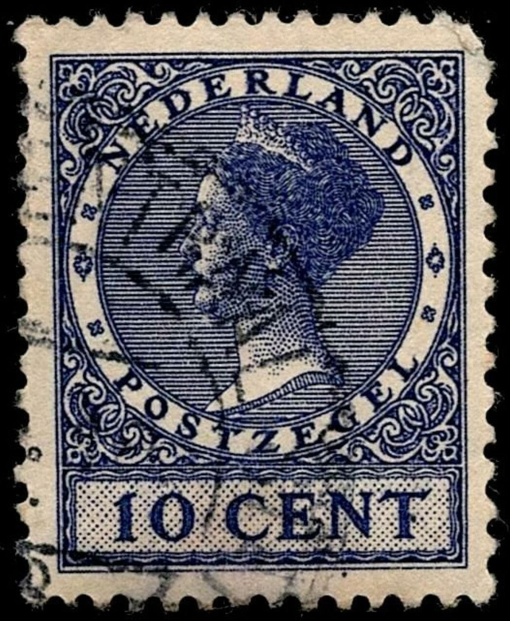 SCG612 - Netherlands 10 Cent Queen Wilhelmina Blue Stamp