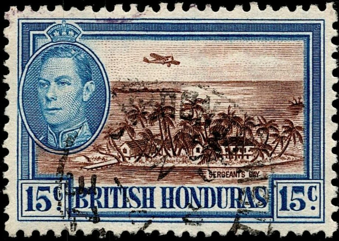 SCG746 - British Honduras 15 Cents Sergeant’s Bay King George VI Stamp