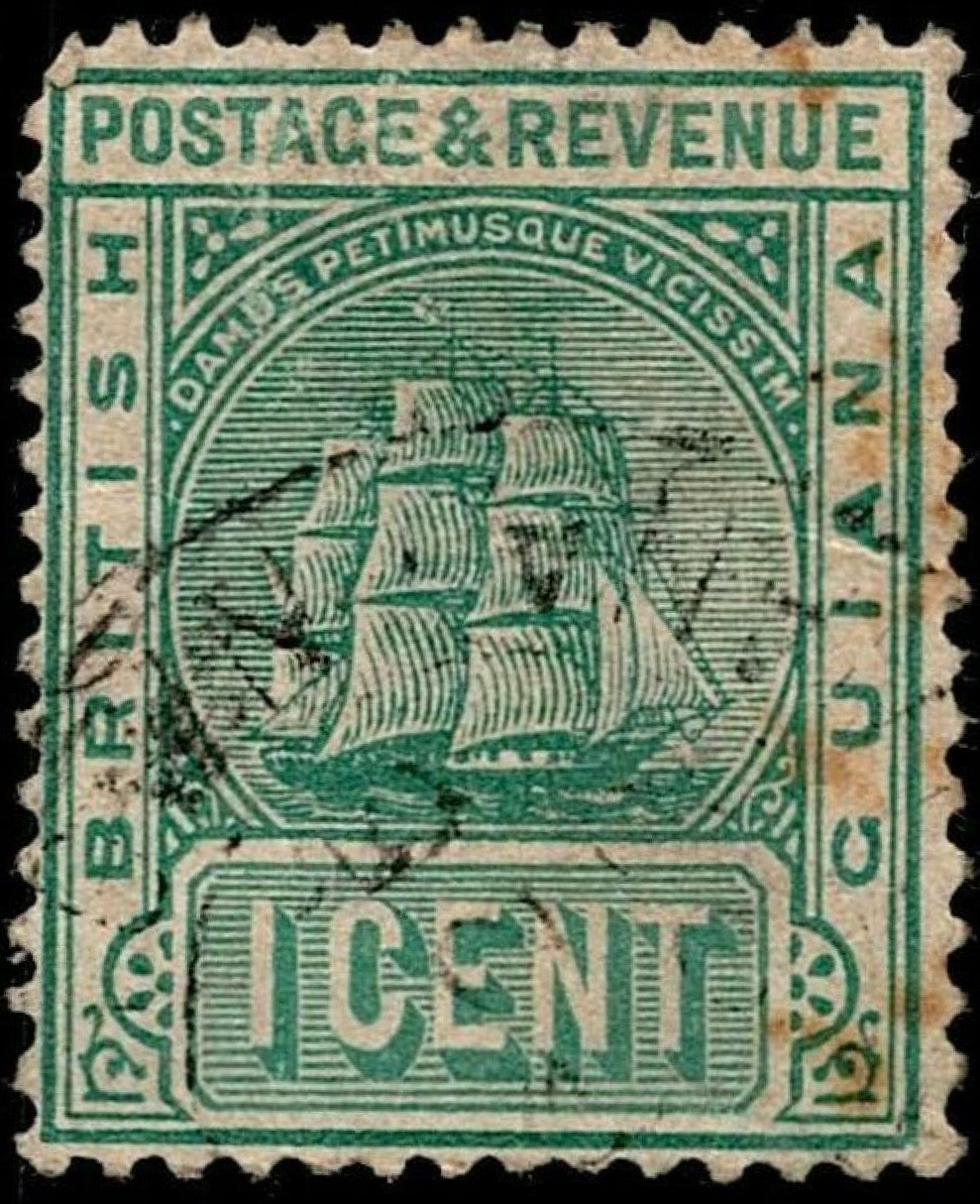SCG751 - British Guiana 1 Cent Green Ship Stamp – Postage & Revenue