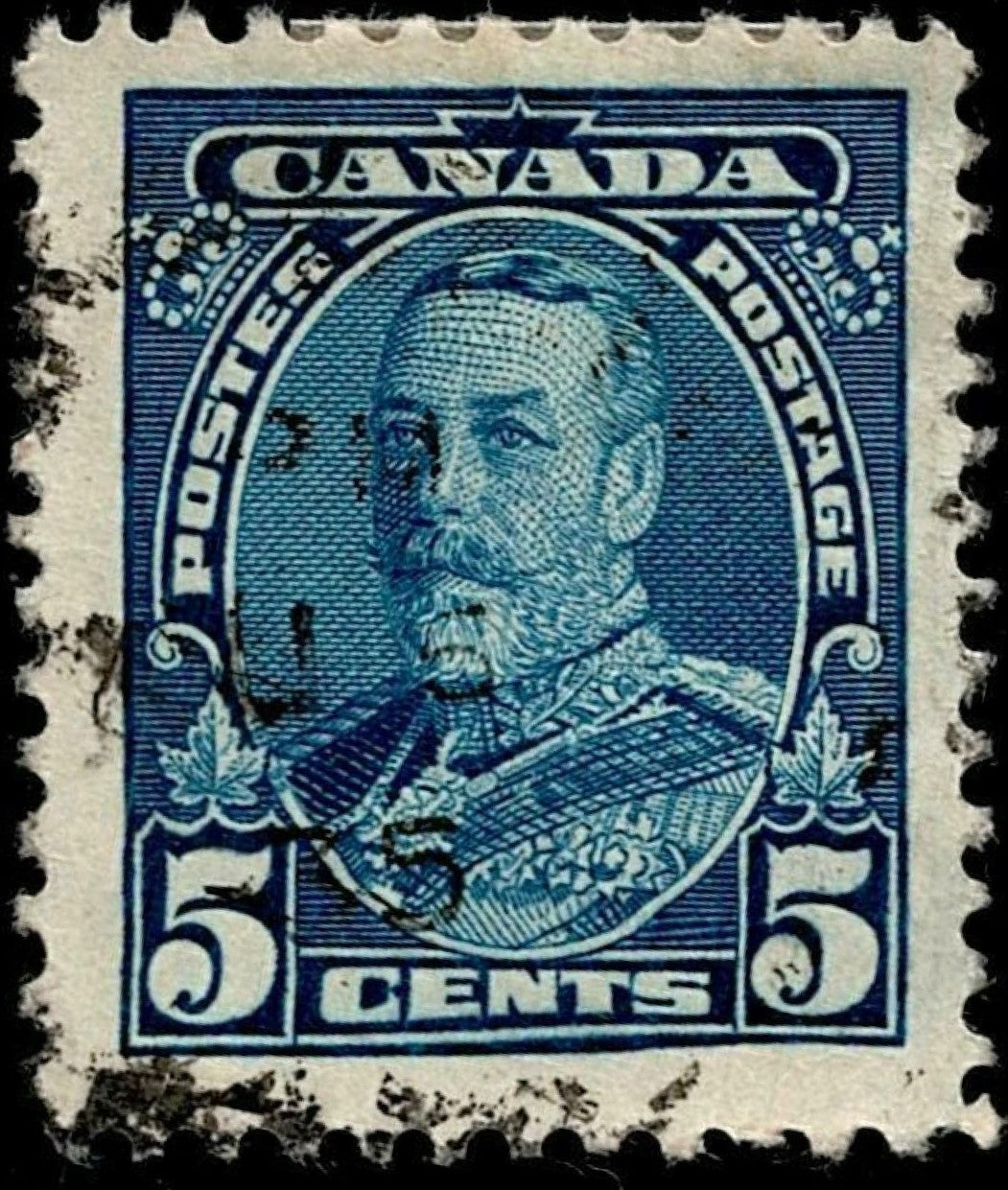 SCG735 - Canada 5 Cents Blue King George V Stamp (Used)