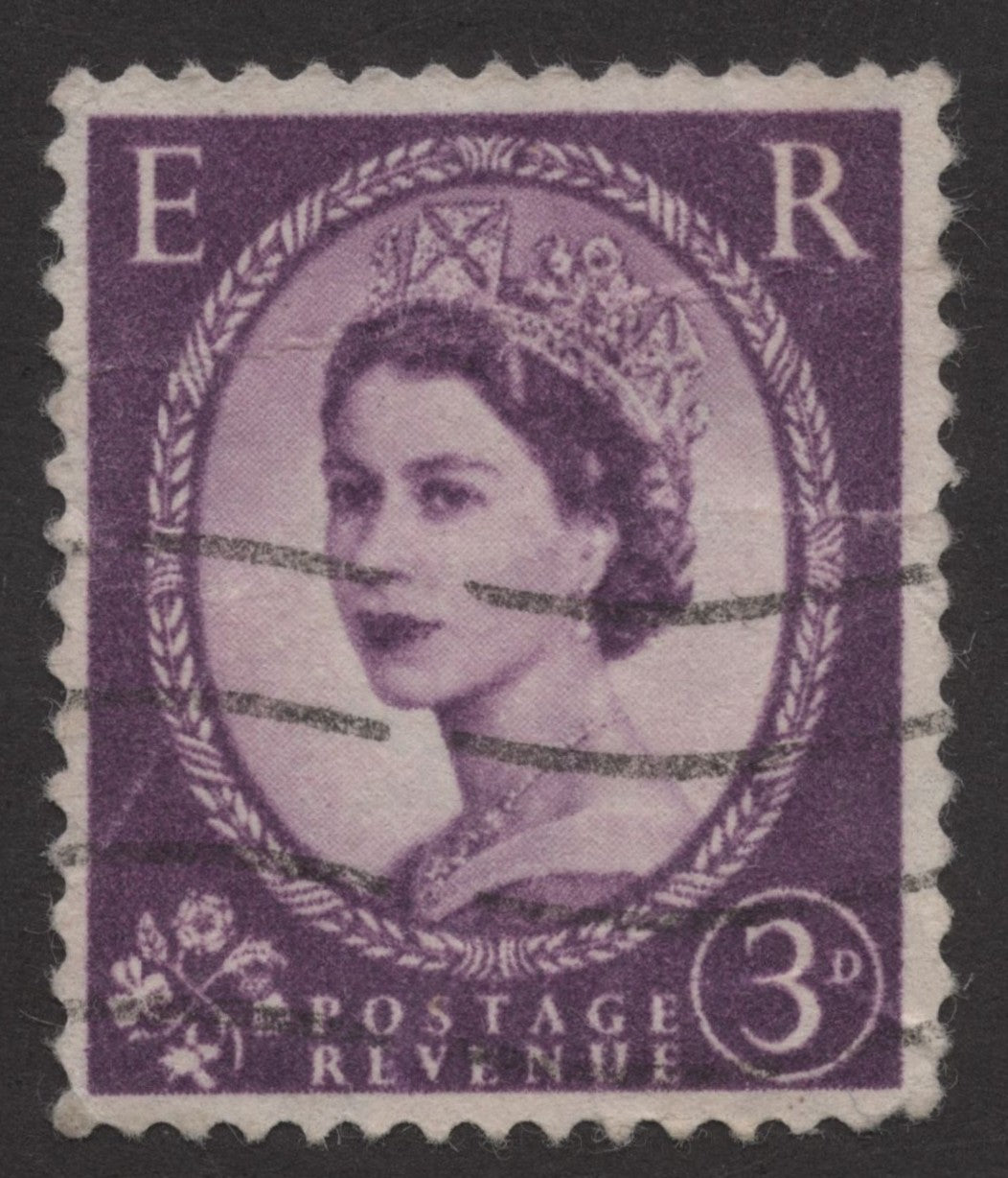 SCG226 Used Great Britain 3d Stamp – Queen Elizabeth II Wilding Issue (Violet)
