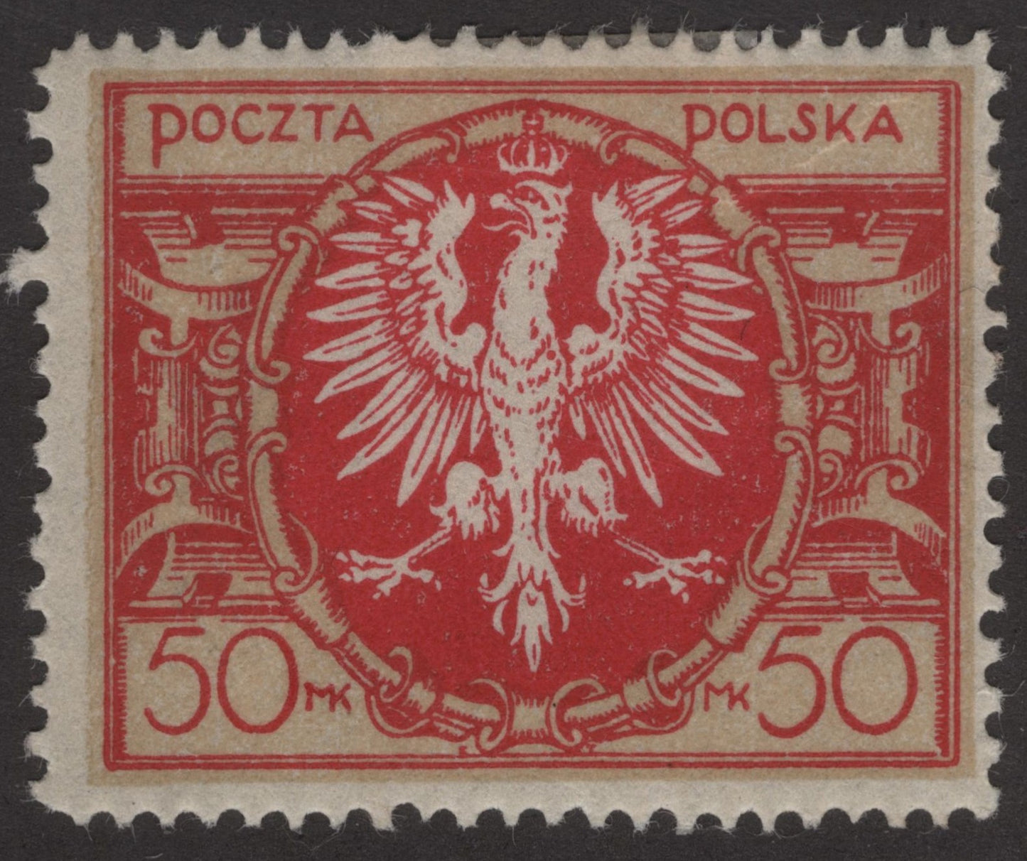 SCG221 Poland 50 Mk Stamp – Crowned White Eagle Emblem (MLH)
