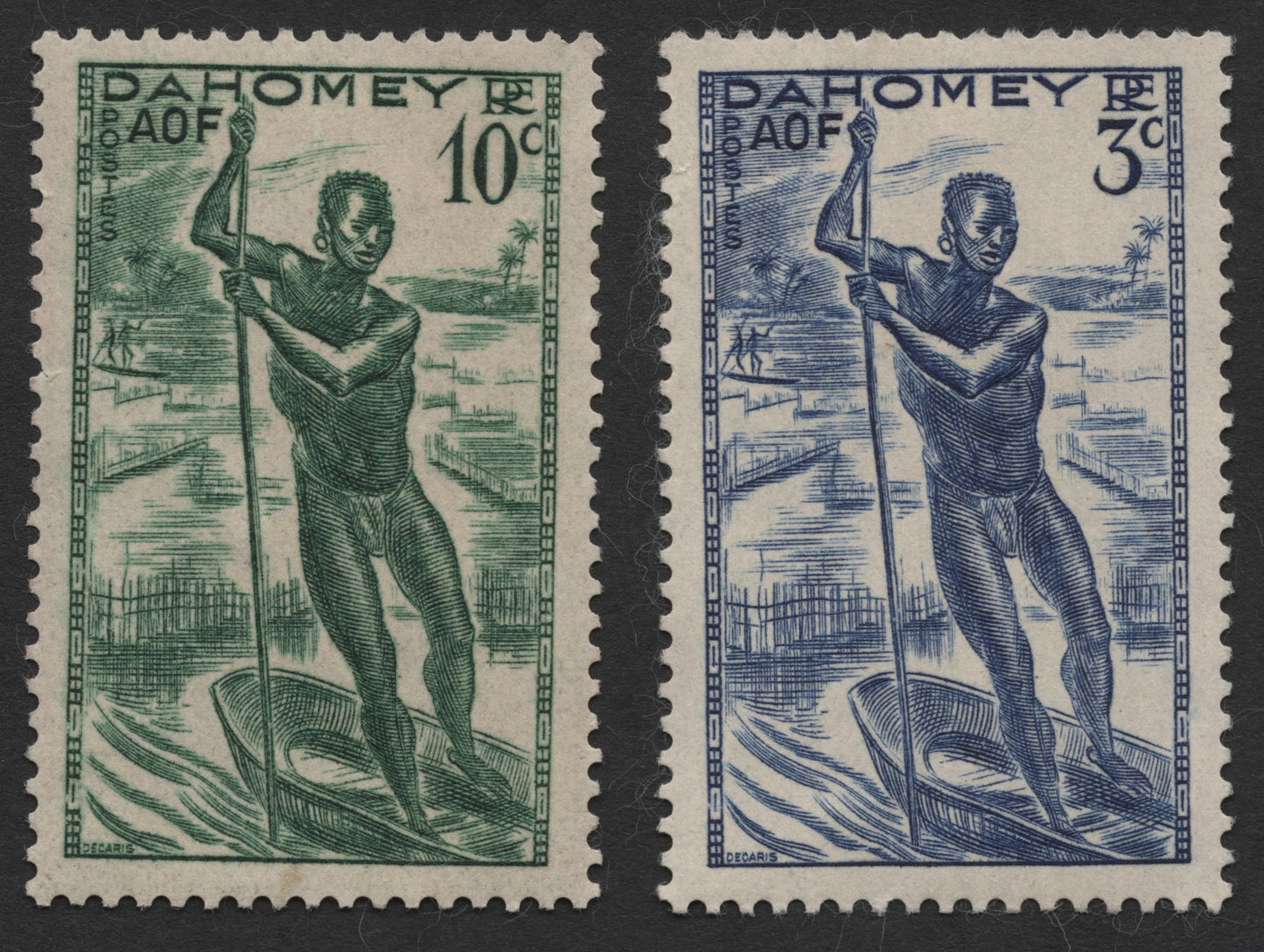 SCG570 - Dahomey Canoe Paddler Stamps (French West Africa)