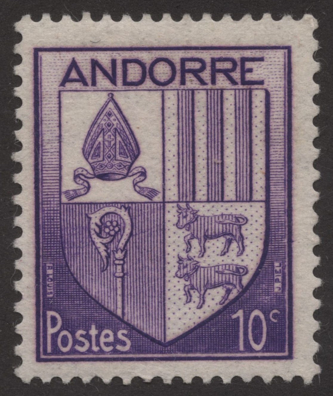 SCG228 Andorra 10 Centimes Stamp – Coat of Arms Issue