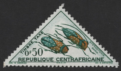 SCG317 - Central African Republic Postage Due Insect Set – Sternotomis Beetles (0.50F) (MLH)