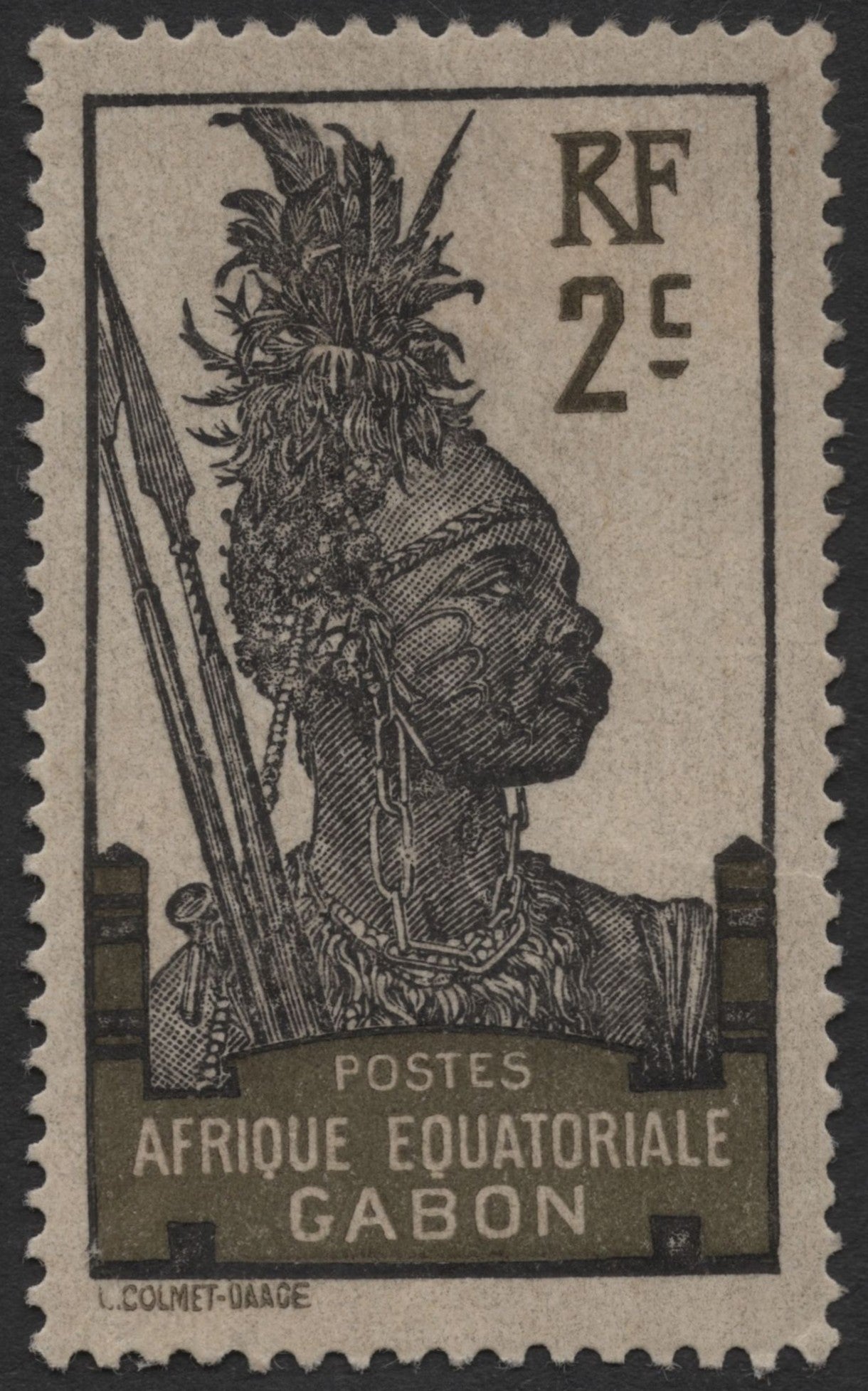 SCG569 - Gabon French Equatorial Africa Tribal Warrior Stamps