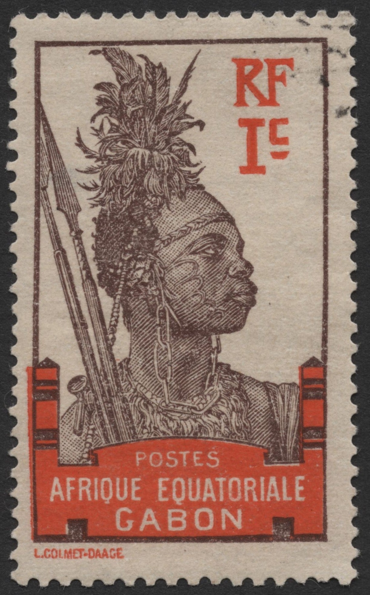 SCG569 - Gabon French Equatorial Africa Tribal Warrior Stamps