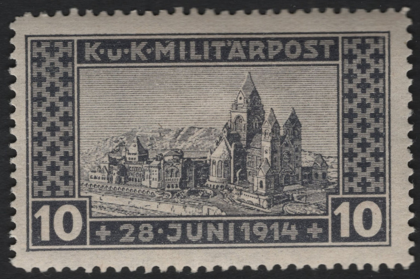 SCG9154 - Austria 1914 K.u.K. Military Post – 10 Heller “28 June 1914” Sarajevo Memorial