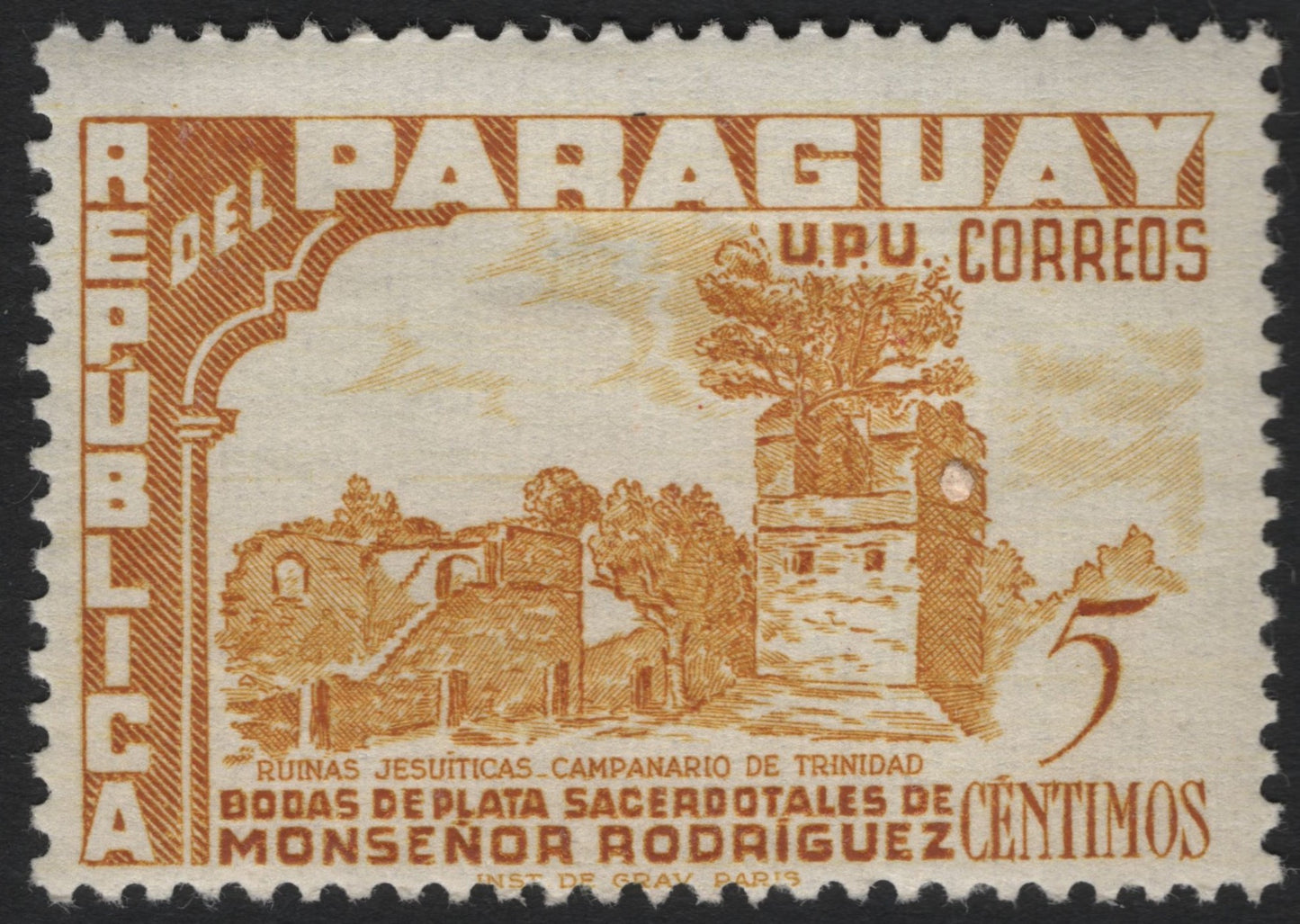 SCG9156 - Paraguay 5c “Ruinas Jesuíticas de Trinidad” – Mons. Rodríguez Silver Jubilee