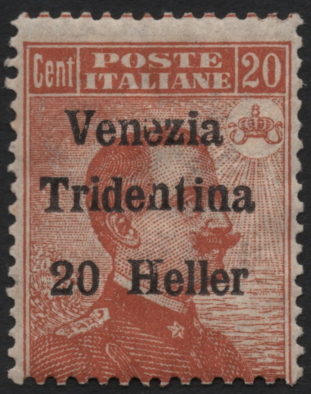 SCG9173 - Italy – Venezia Tridentina Overprint 20 Heller on 20c King Victor Emmanuel III (1918)