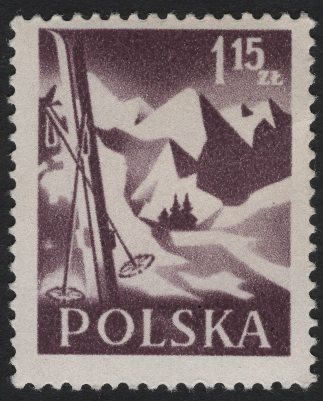SCG9183 - Poland – Mountain Ski Lift 1.15 zł (c. 1950s)