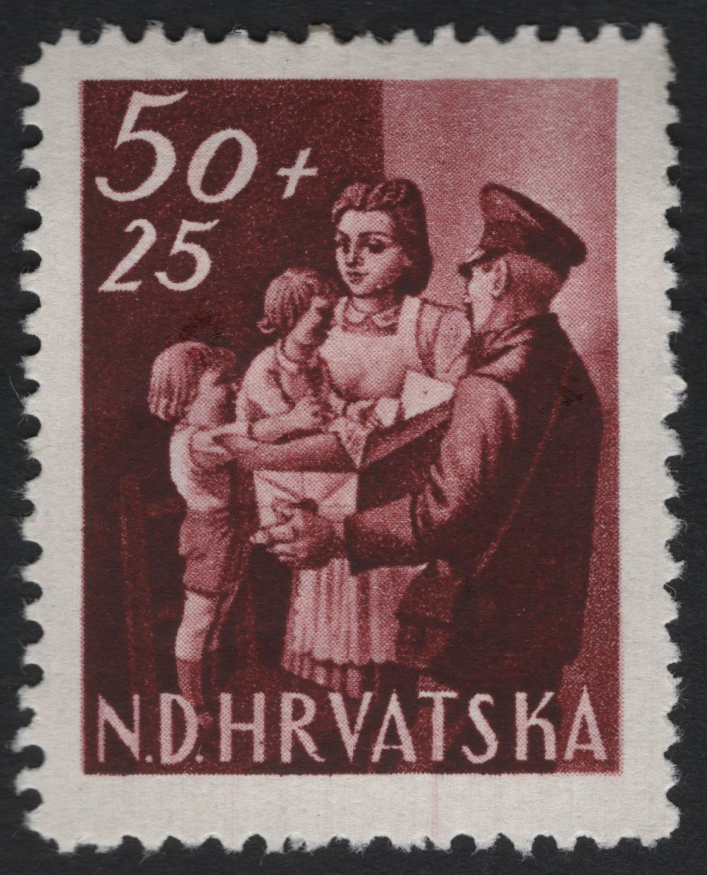 SCG9163 - 1943 Croatia (NDH) 50+25k Semi-Postal – Family Aid Design