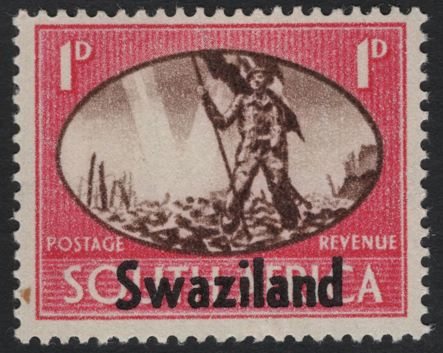 SCG9149 - Swaziland 1d Overprint – “Victory” Warrior Design (c.1940s)