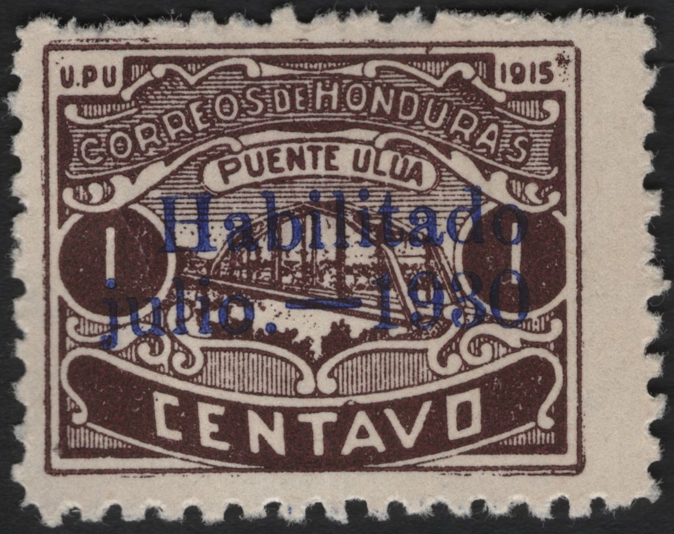 SCG9131 - Honduras – 1 Centavo “Puente Ulúa” Provisional Overprint (1930)