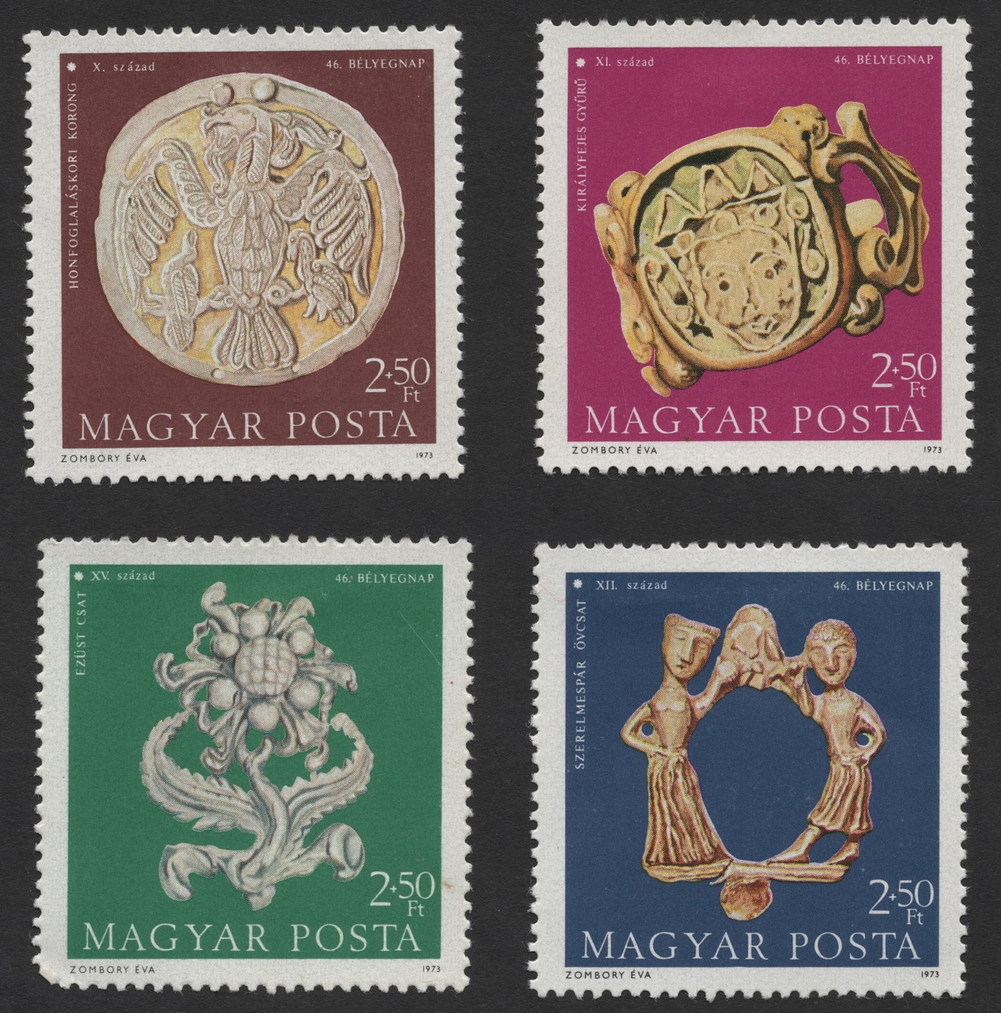 SCG335 - 1973 Hungary Medieval Artifacts Stamp Set – 46th Stamp Day