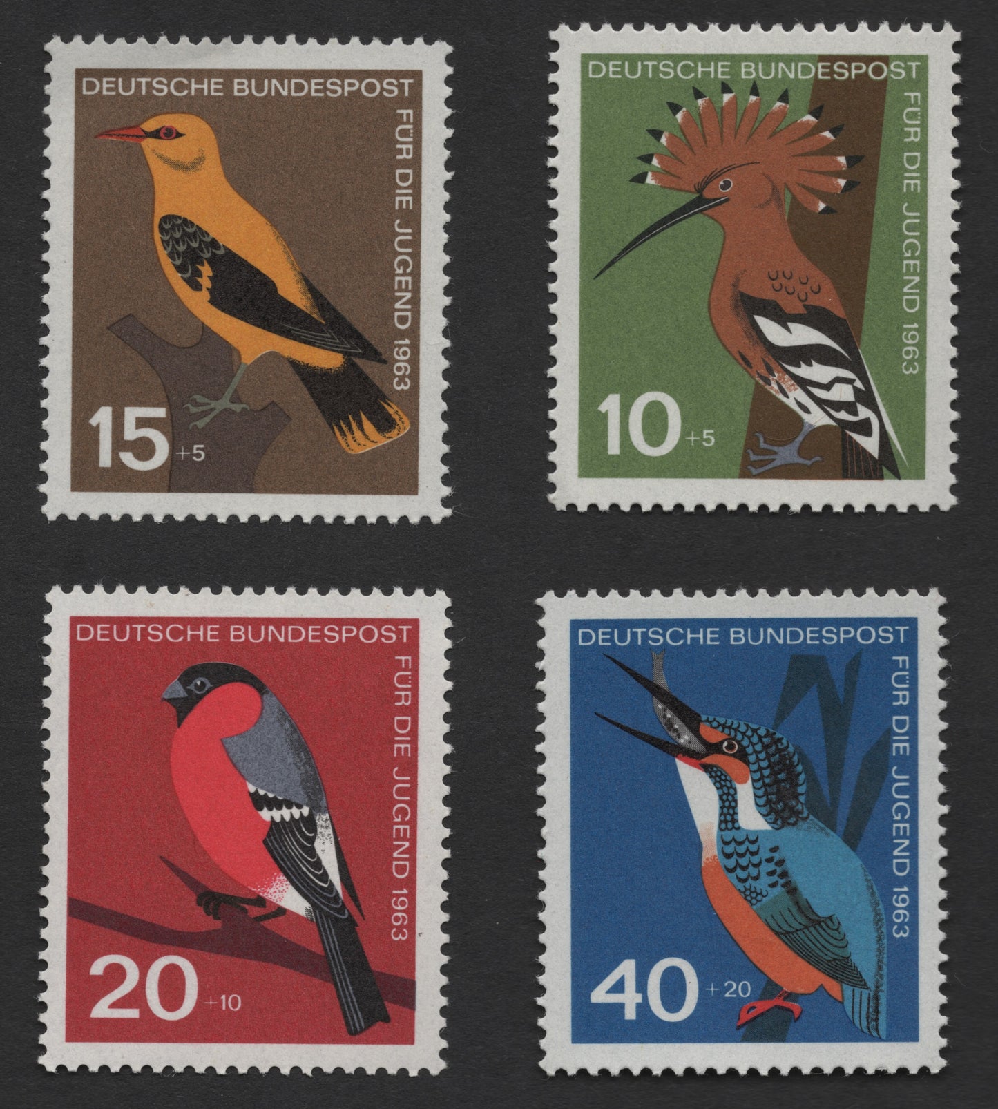 SCG341 - Germany 1963 Youth Welfare Bird Series – Complete Set of 4