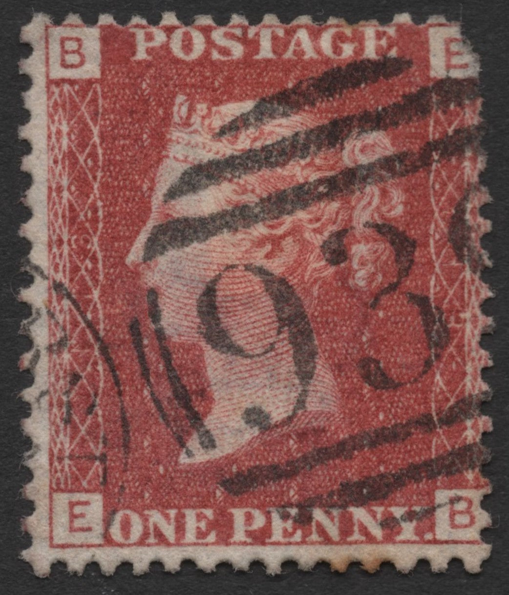 SCG342 - Great Britain Penny Red – Queen Victoria with “93” Numeral Cancel (BE Plate)