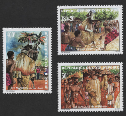 SCG336 - 2000 Ivory Coast Traditional Masks Stamp Set – Korobla, Dié & Wambélé