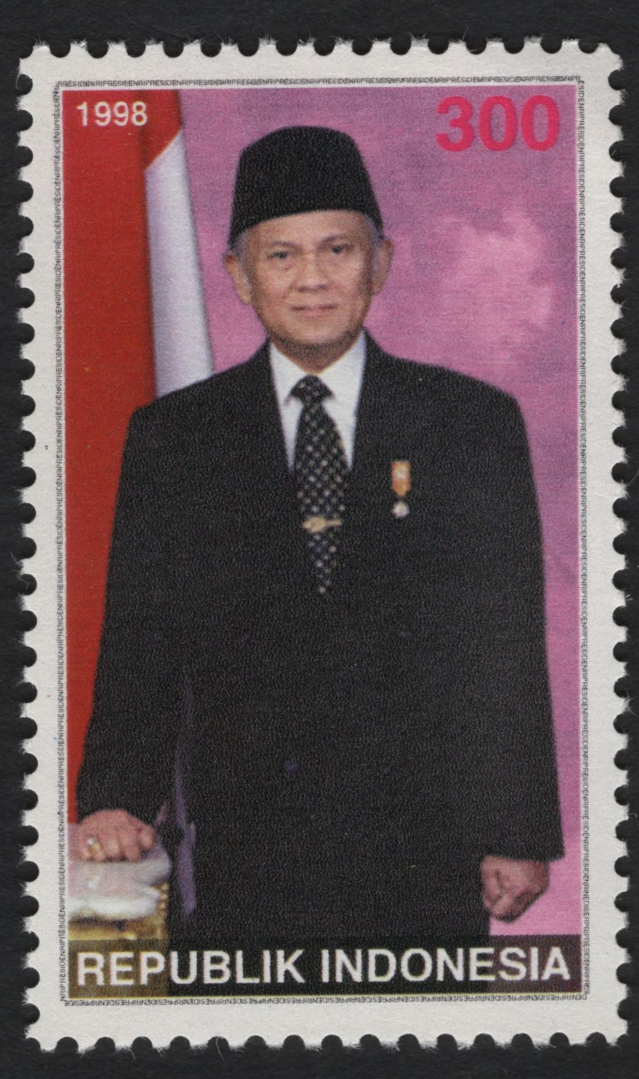 SCG10310 - Indonesia 1998 – President B.J. Habibie Definitive Set (4 Values) – 300r, 700r, 4500r & 5000r
