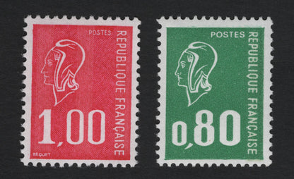 SCG10312 - France – Marianne de Béquet Definitives (Red 1,00F & Green 0,80F) – 1977 Issue