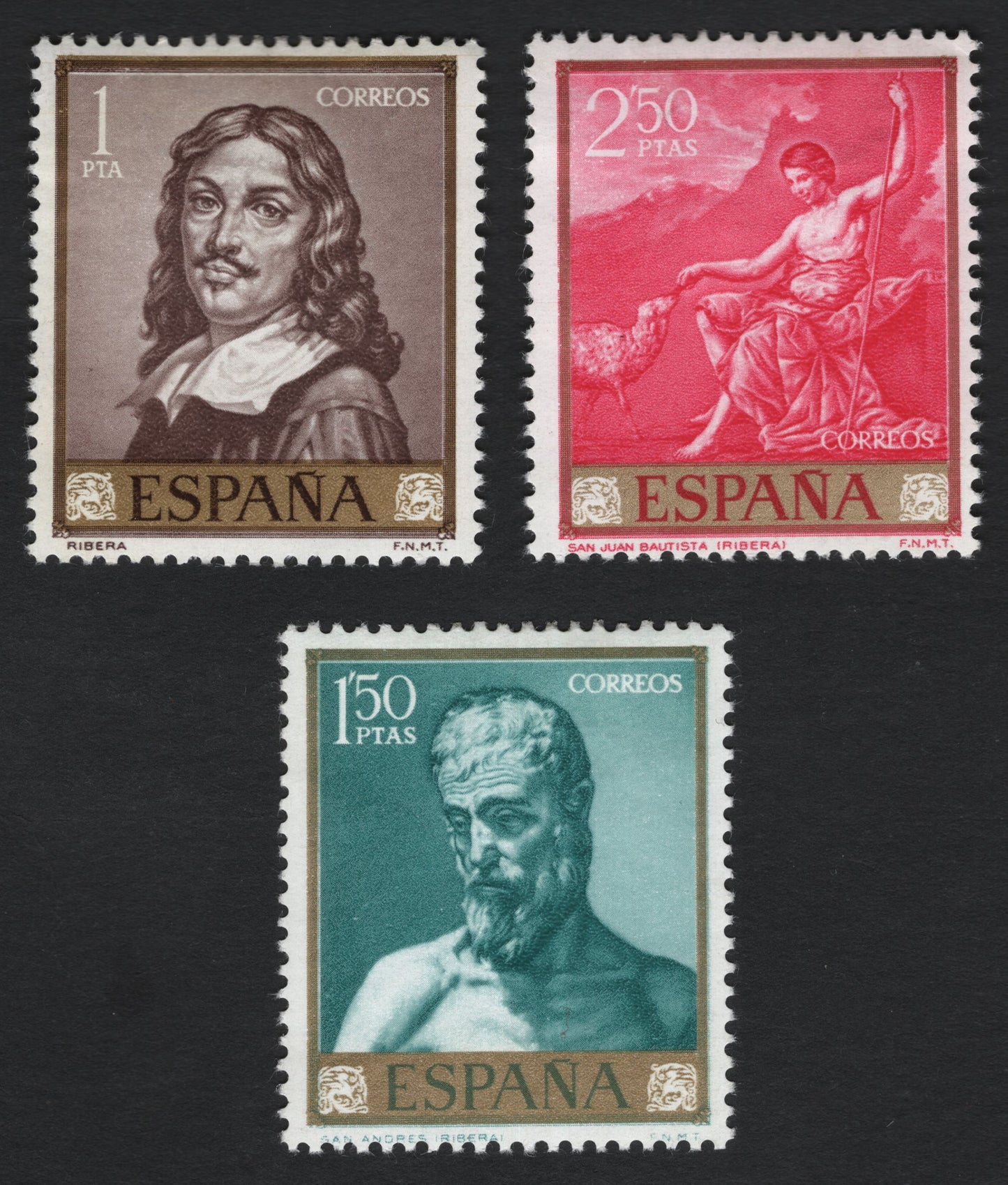SCG10313 - Spain – José de Ribera Art Masterpieces Set (3 Stamps, c.1960s) – Portraits & Religious Works