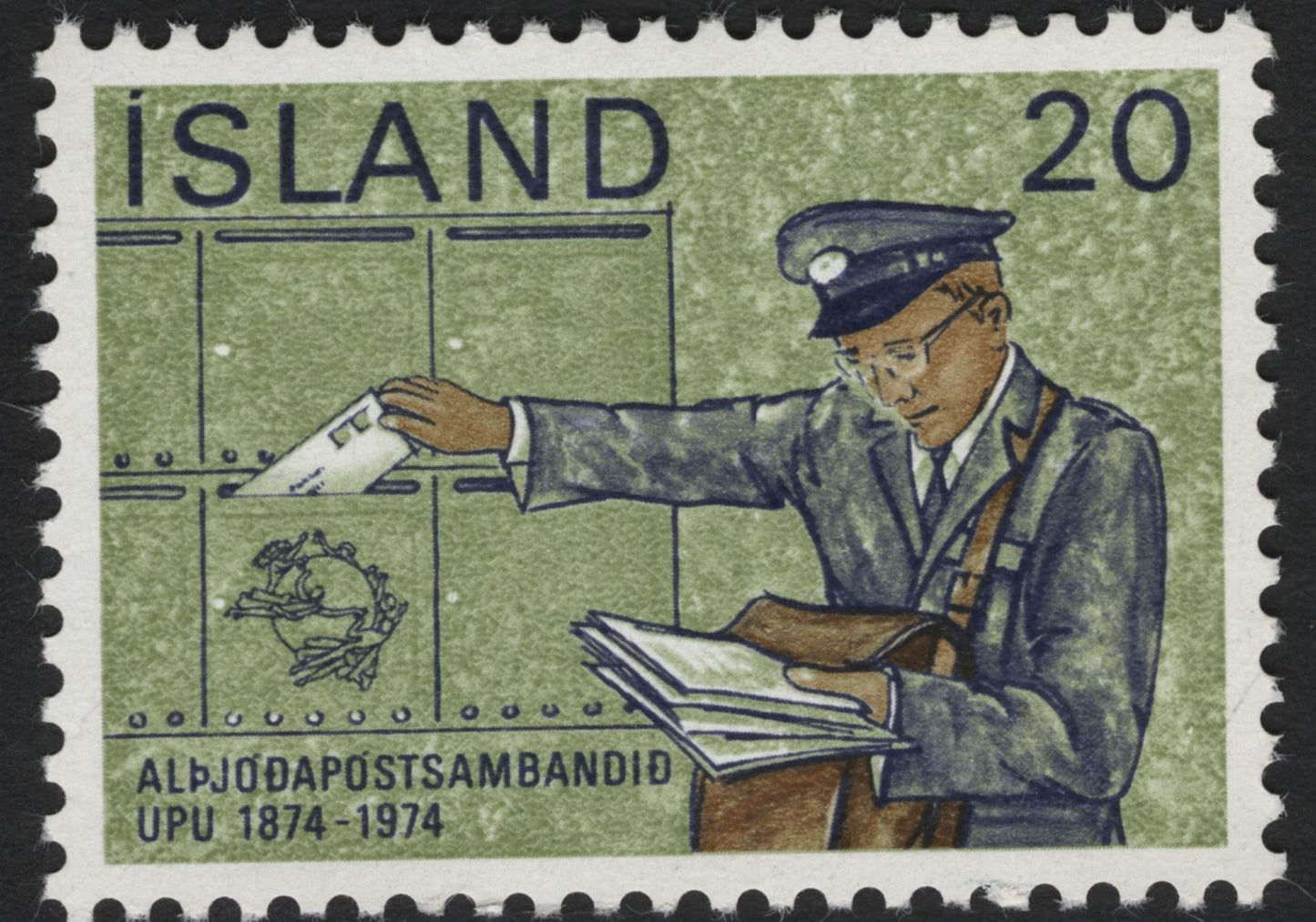 SCG10321 - Iceland 1974 – UPU Centenary Set (1874–1974), Postman & Stamp Collectors – 17kr & 20kr