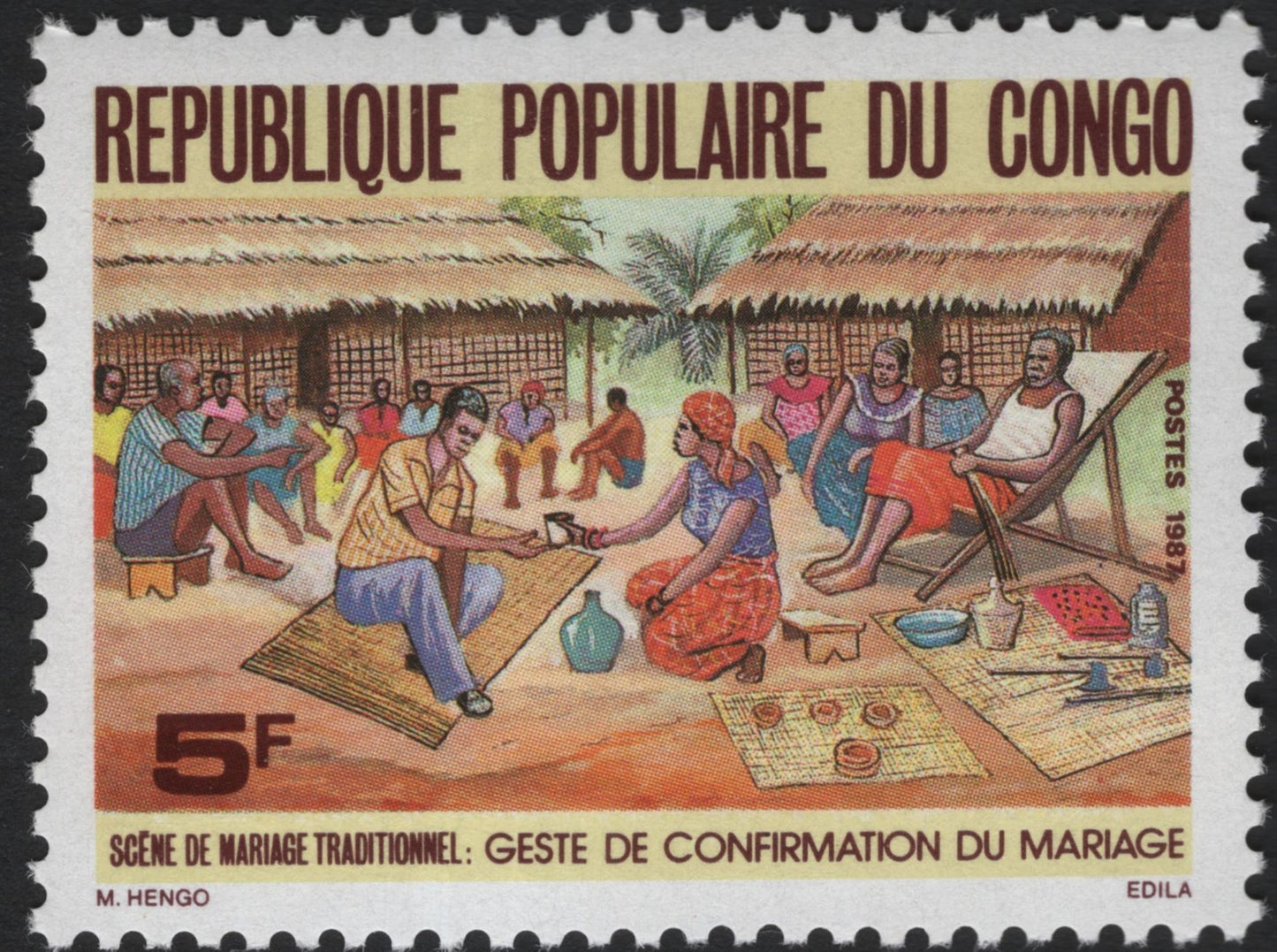 SCG10316 - République Populaire du Congo – 1989 Traditional Marriage Scene Set (3v)