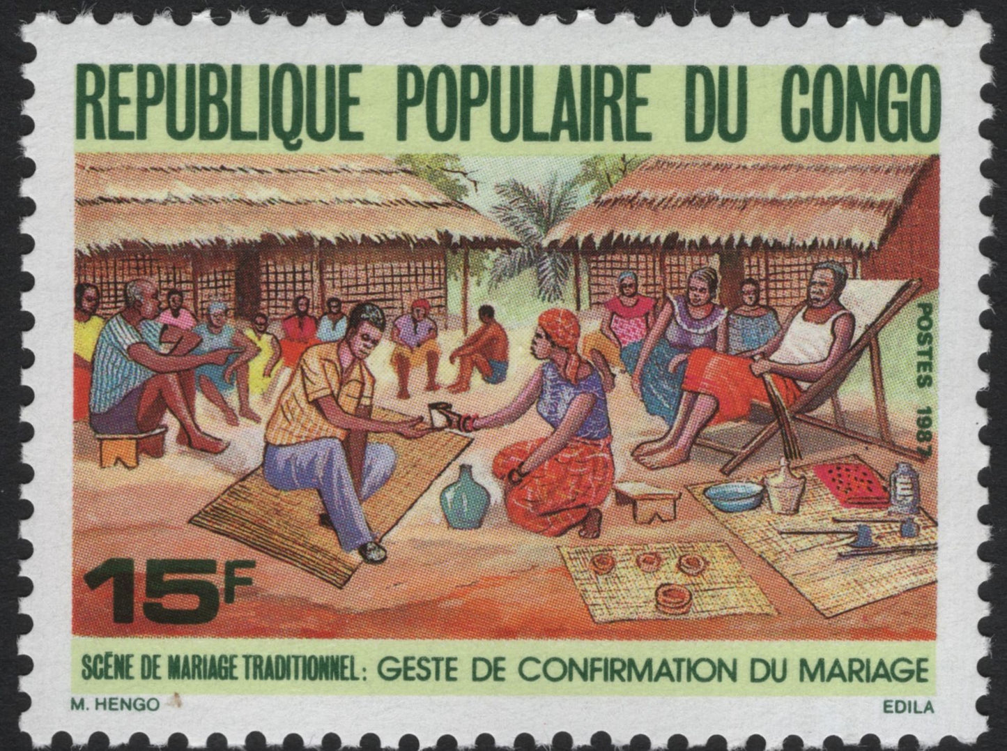 SCG10316 - République Populaire du Congo – 1989 Traditional Marriage Scene Set (3v)