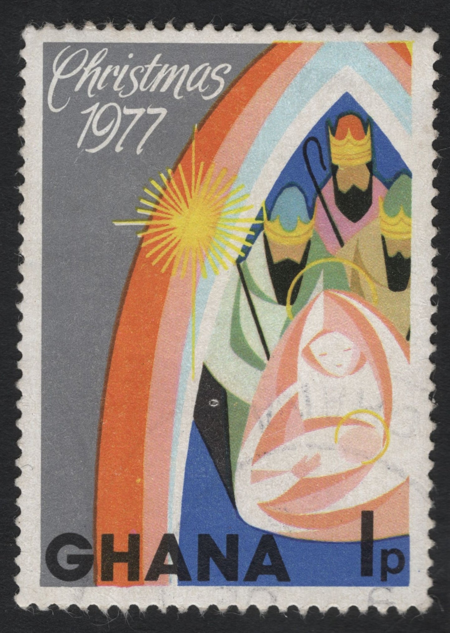 SCG8552 - Ghana Christmas Stamp 1977 – Nativity Scene