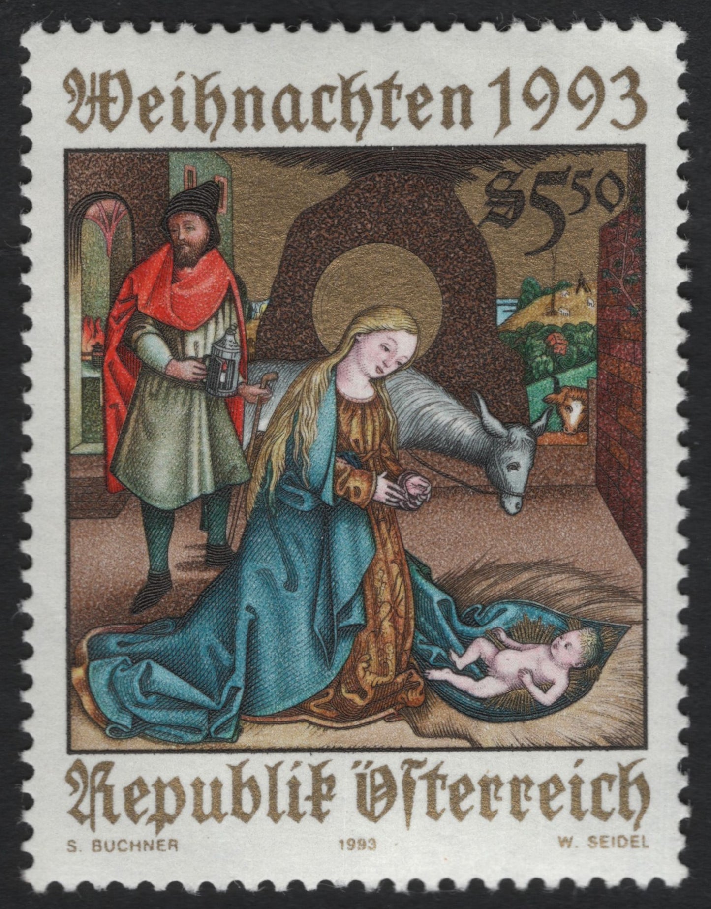 SCG8555 - Austria 1993 Christmas Stamp – Nativity Scene
