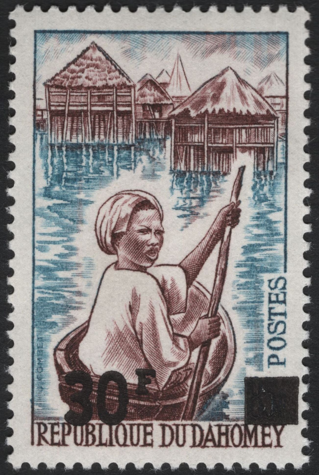 SCG10307 - Dahomey 1960s Surcharged Definitives – 30f Local Life & Portrait Pair