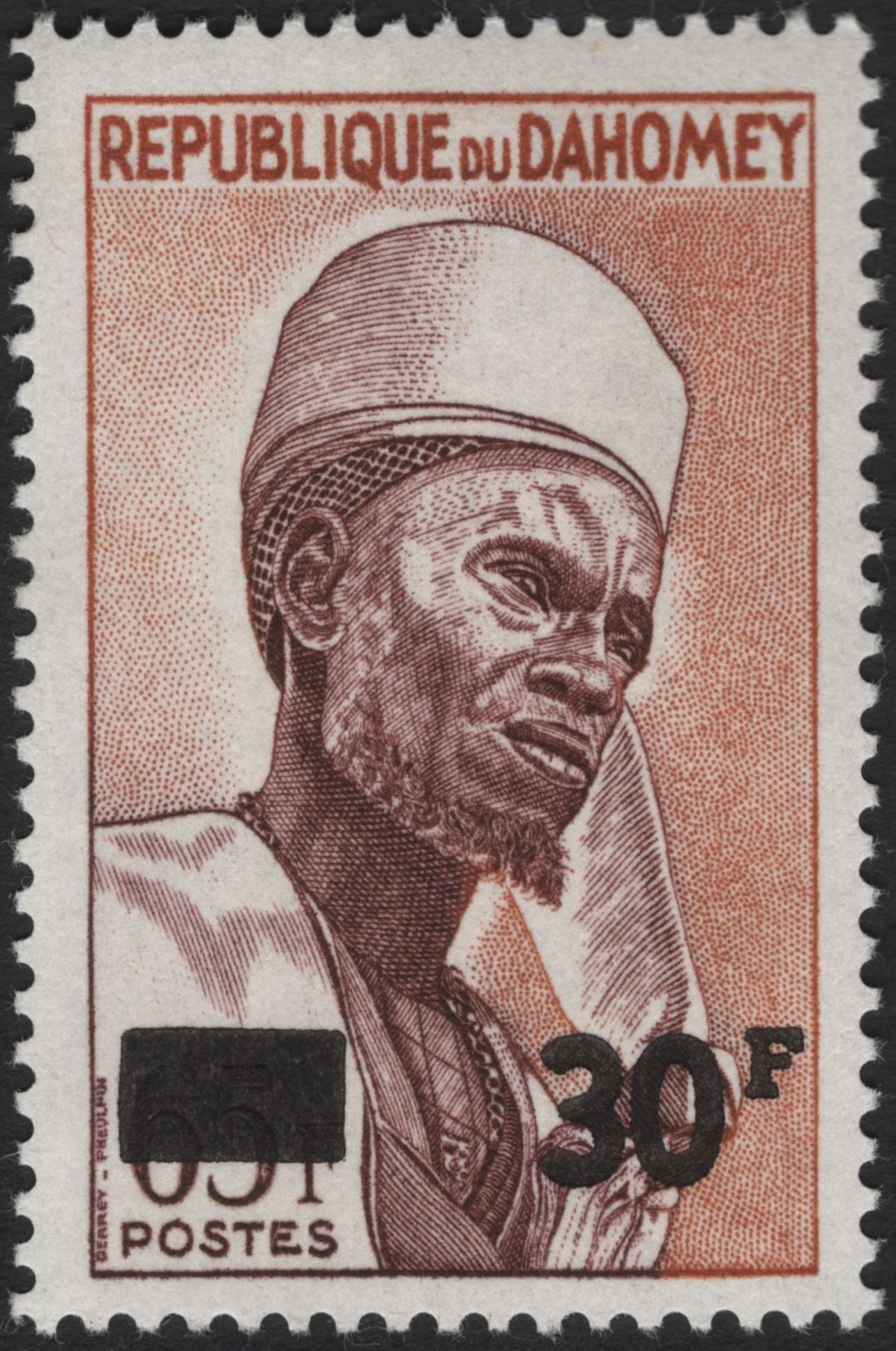 SCG10307 - Dahomey 1960s Surcharged Definitives – 30f Local Life & Portrait Pair