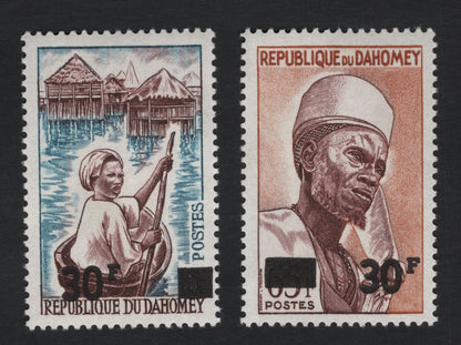 SCG10307 - Dahomey 1960s Surcharged Definitives – 30f Local Life & Portrait Pair
