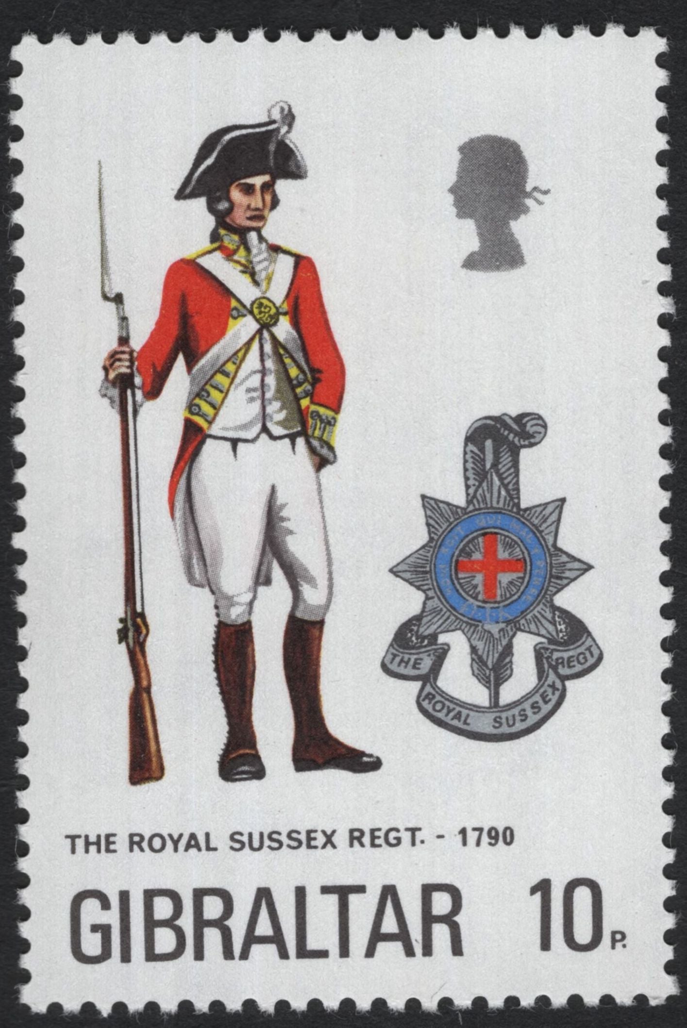 SCG10302 - Gibraltar – Military Uniforms Definitive Set (4 Stamps), 1970s – Historic British Regiments